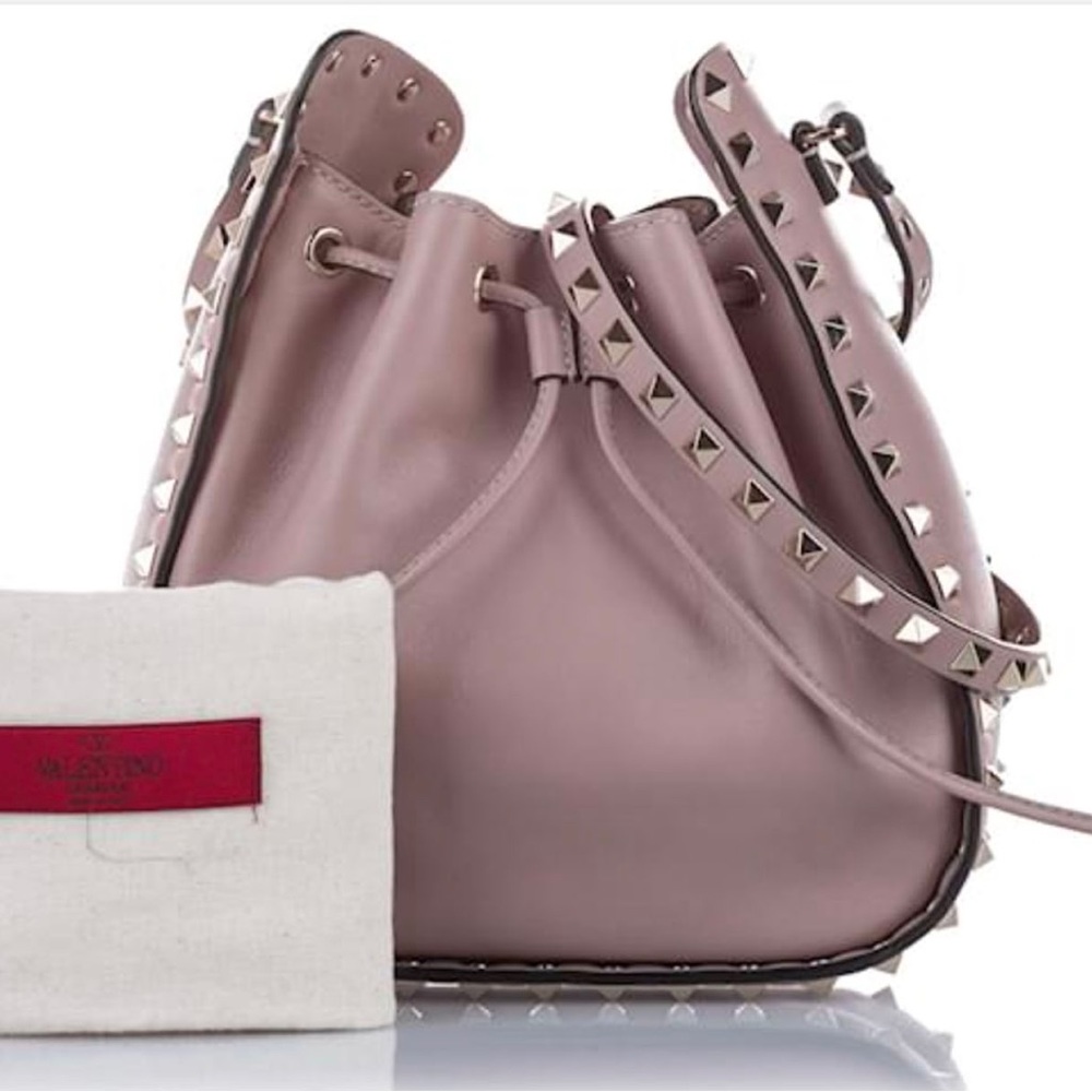 Valentino Leather Rockstud Drawstring Crossbody Bag